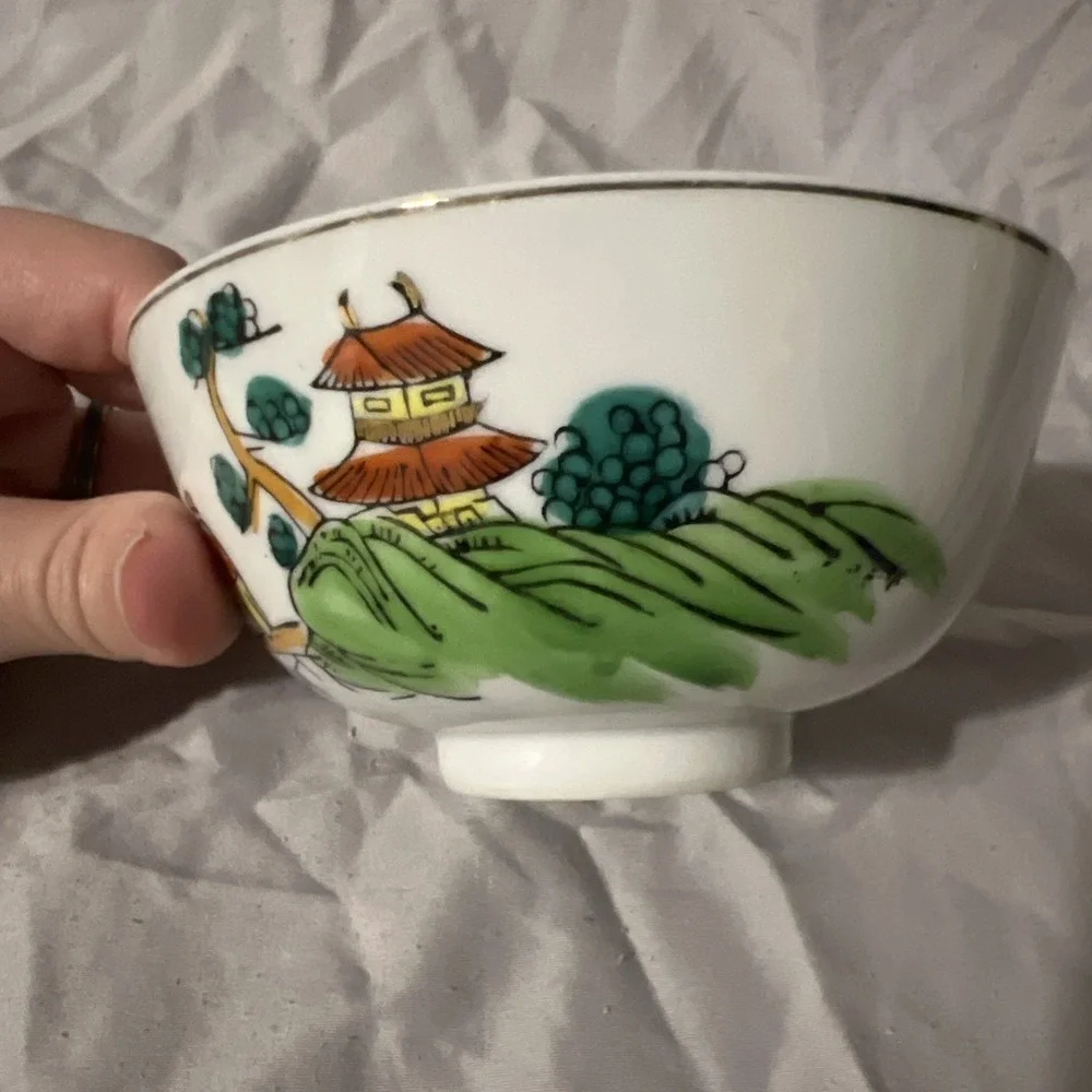Vintage Antique 19th Century Chinese Rice Bowl - Porcelain, Fisherman